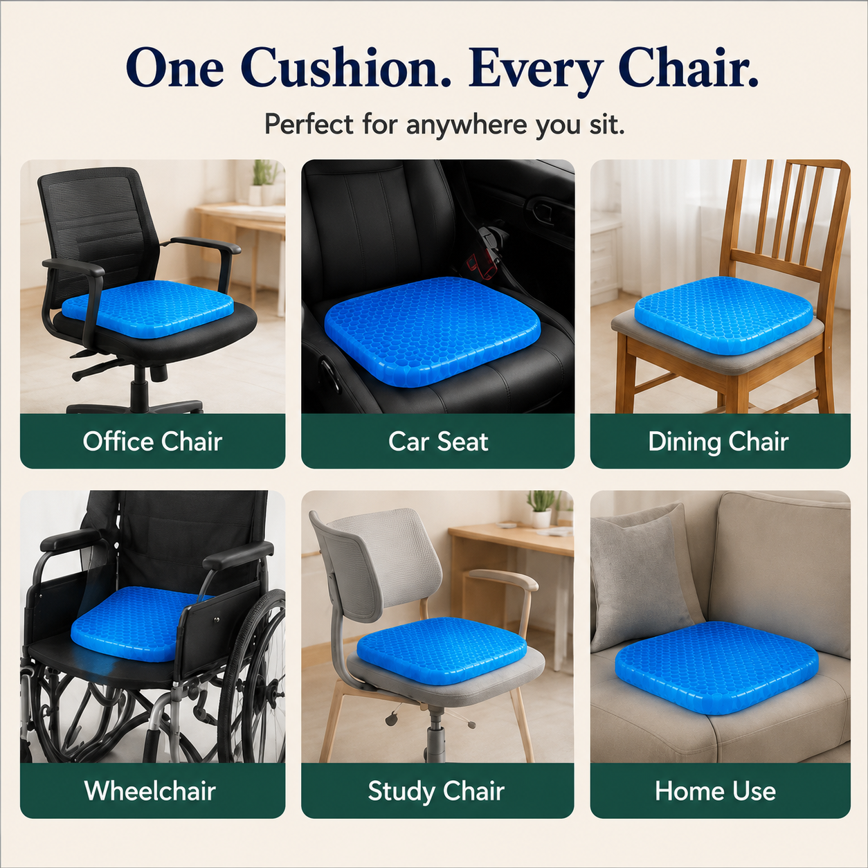 ComfortGrid™ Premium Gel Seat Cushion | Office, Car & Home